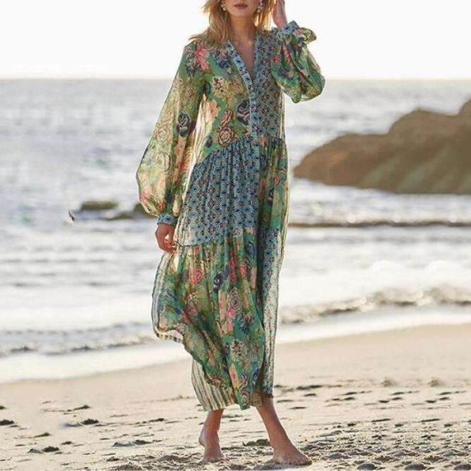 Bohemian Style Printed Vacation Maxi Dress