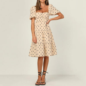 Polka Dot Square Neck Dress