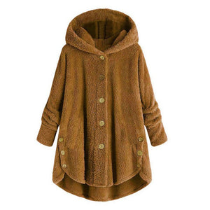 Buttoned Plush Top Coat
