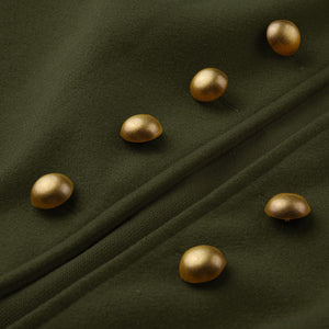 Elegant Solid Color Round Neck Long Sleeve Button Coat