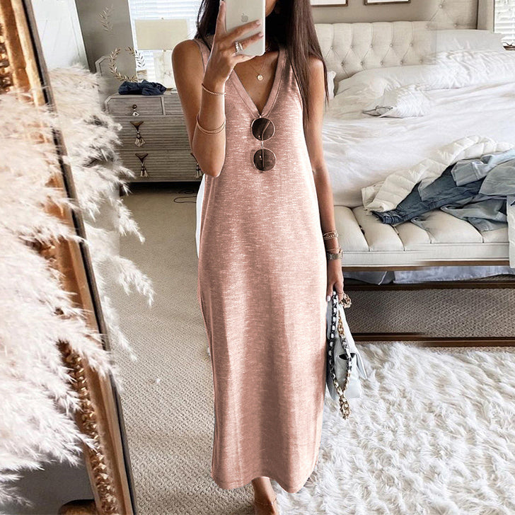 Solid Color Casual Vest Dress