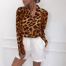Load image into Gallery viewer, Leopard Print V-neck Chiffon Shirt
