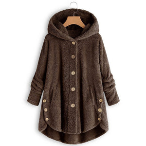 Buttoned Plush Top Coat