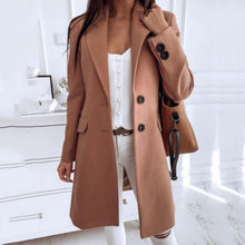 Load image into Gallery viewer, Solid Color Lapel Straight-Fit Woolen Coat
