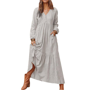 Retro Casual Long-Sleeved Dress