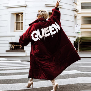 Fashion "QUEEN" Printed Long Coat