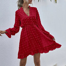 Load image into Gallery viewer, Elegant V-Neck Ruffle Mini Dress
