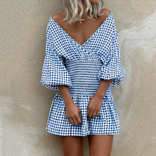 Load image into Gallery viewer, Fashion V-Neck Plaid Mini Dress
