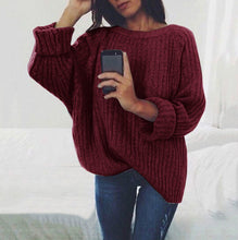 Load image into Gallery viewer, Solid Color Round Neck Pullover Sweater
