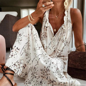 V Neck Lace Sling Loose Maxi Dress
