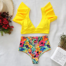 Load image into Gallery viewer, Sexy V-Neck Ruffle Bikini Swimwear

