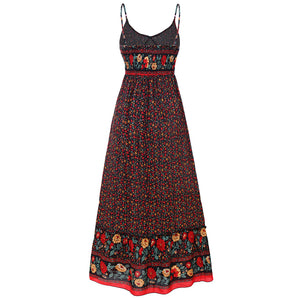 Bohemian Floral Printed Sleeveless Maxi Dress