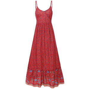 Bohemian Floral Printed Sleeveless Maxi Dress