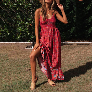 Bohemian Floral Printed Sleeveless Maxi Dress