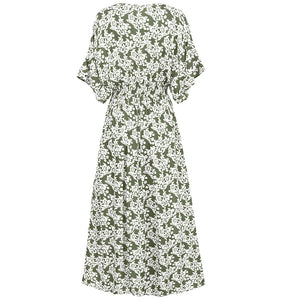 Sexy V-Neck Floral Printed Maxi Dress