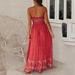Bohemian Floral Printed Sleeveless Maxi Dress