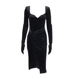 Black Sexy V-Neck Split Party Dress