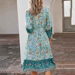 Bohemian Vacaion Style Floral Printed Maxi Dress