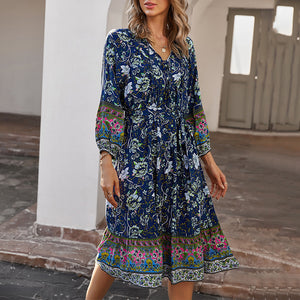 Bohemian Vacaion Style Floral Printed Maxi Dress