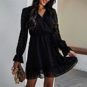 Elegant Solid Color Long Sleeve Dress