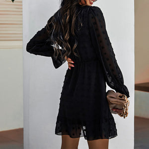 Elegant Solid Color Long Sleeve Dress