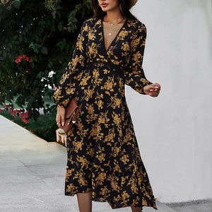 Vintage Floral Printed Maxi Vacation Dress