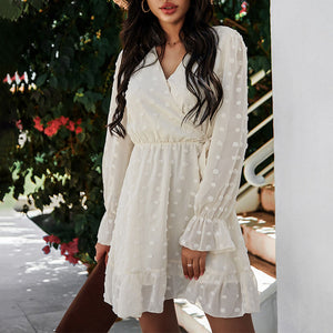Elegant Solid Color Long Sleeve Dress