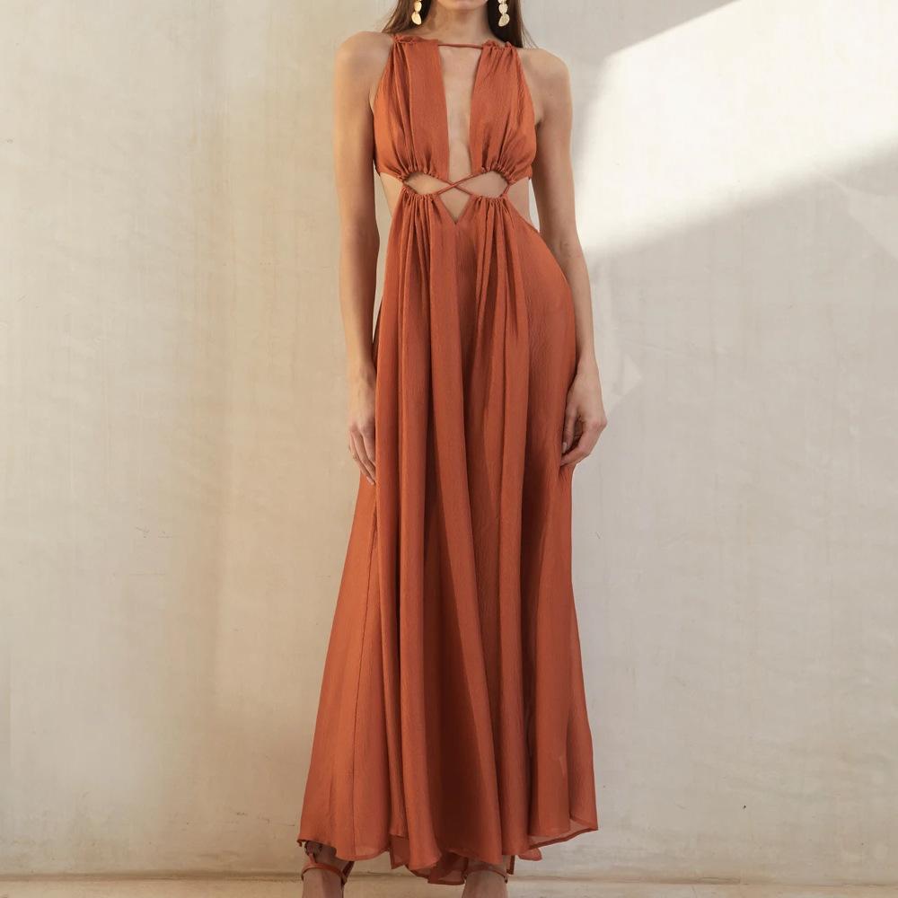 Sexy Hollow Out Sleeveless Maxi Dress