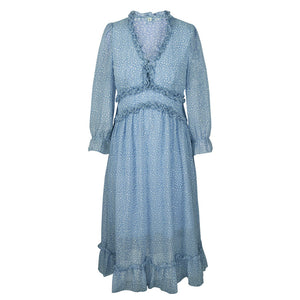 V-Neck Simple Print Maxi Dress