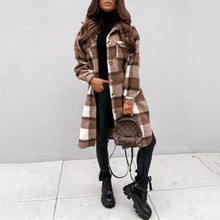 Load image into Gallery viewer, Long Sleeve Plaid Printed Cardigan Coat
