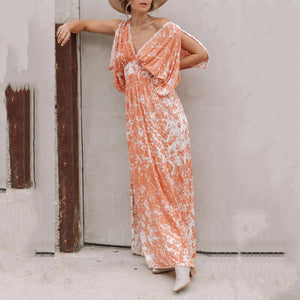 Sexy Side Slit V-Neck Maxi Dress