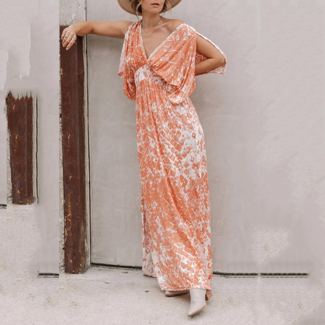 Sexy Side Slit V-Neck Maxi Dress