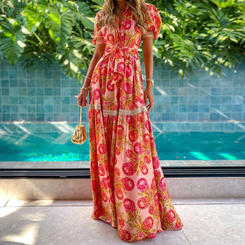 Bohemian Style Elegant Floral Printed Dress