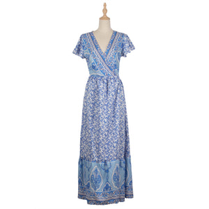 Bohemian Floral Printed Vacation Maxi Dress