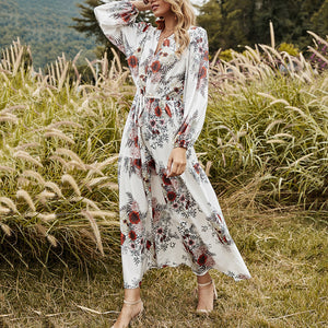 Spring And Summer Floral Printed Maxi Dress