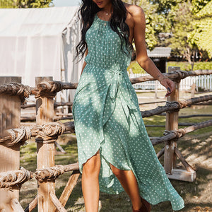 Polka Dot Bohemian Vacation Maxi Dress