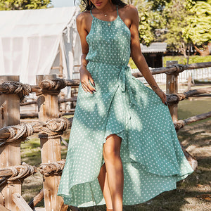 Polka Dot Bohemian Vacation Maxi Dress