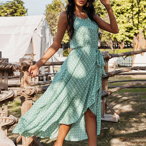 Polka Dot Bohemian Vacation Maxi Dress