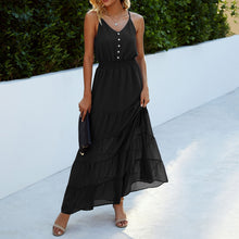 Load image into Gallery viewer, V Neck Solid Color Halter Maxi Dress
