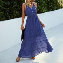 Load image into Gallery viewer, V Neck Solid Color Halter Maxi Dress
