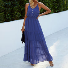 Load image into Gallery viewer, V Neck Solid Color Halter Maxi Dress
