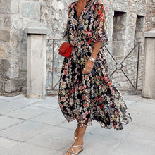 Load image into Gallery viewer, V Neck Tie Floarl Printed Maxi Dress

