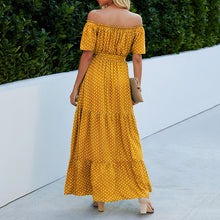 Load image into Gallery viewer, Off Shoulder Polk Dot Printed Maxi Dress
