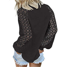 Load image into Gallery viewer, Round Neck Lace Stitching Long-sleeved Top
