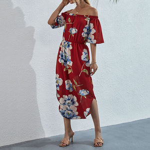 One-Shoulder Floarl Printed Dress