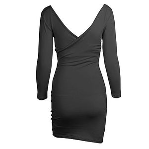 Slim-Fit V-neck Long Sleeve Bodycon Dress