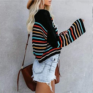 Contrast Stitching Pullover Sweater