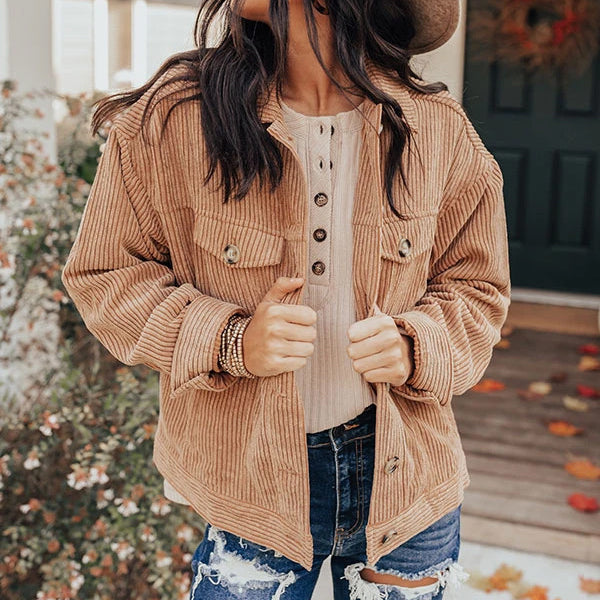 Casual Corduroy Lapel Cardigan