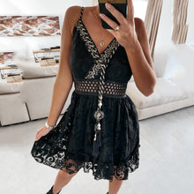 Load image into Gallery viewer, Sexy V-Neck Embroidered Lace Mini Dress
