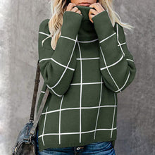 Load image into Gallery viewer, Turtleneck Pullover Plaid Sweater
